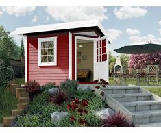 Weka Gartenhaus, Designhaus 213 Größe 1, 5-Eck, 28 mm, ET, F, rot, 278x278x237 cm, 213.2424.43000