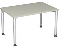 Gera MÃ¶bel 4 FuÃ Flex Schreibtisch, Holzdekor, Lichtgrau/Silber, 120 x 80 x 72 cm