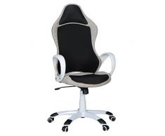 Amstyle Design Bürostuhl Rosberg Stoffbezug Schreibtischstuhl Armlehne Chefsessel Drehstuhl Synchronmechanik XXL, schwarz weiÃ