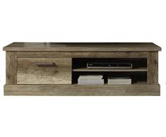 trendteam Wohnzimmer Lowboard Fernsehschrank Fernsehtisch Montreal, 146 x 45 x 52 cm in Eiche Monument Dekor mit zwei offenen Fächer