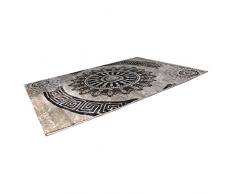 VIMODA Teppich Klassisch Gemustert Kreis, sehr dicht gewebt, Meliert Ornamente Muster in Braun Beige Schwarz - Top QualitÃ¤t, MaÃe: 80x150cm