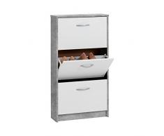Unbekannt FMD Möbel 411-003 Step 3 Schuhkipper, Holz, beton/weiÃ, 58.5 x 17 x 104.5 cm
