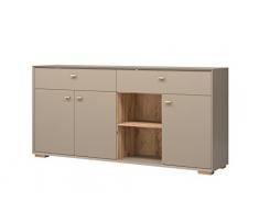 Germania 8752-245 Sideboard CALVI mit flachen FüÃen, Steingrau/Navarra-Eiche-Nb., 41 x 187 x 88 cm