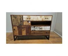 Kare Design Sideboard Rodeo, moderner, rustikaler Kommodenschrank mit 4 Schubladen und 3 Türen, Braun (H/B/T) 80x115x40cm
