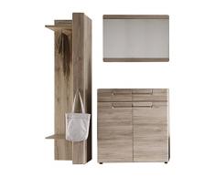 Trendteam Garderobe Garderobenkombination 3-teiliges Komplett Set Malea, 160 x 191 x 35 cm in Eiche San Remo Dekor mit viel Stauraum und Ablagefläche