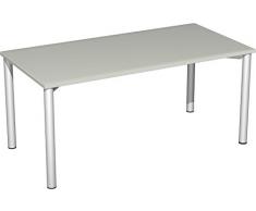 Gera MÃ¶bel 4 FuÃ Flex Schreibtisch, Holzdekor, Lichtgrau/Silber, 160 x 80 x 72 cm