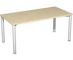 Gera MÃ¶bel 4 FuÃ Flex Schreibtisch, Holzdekor, Ahorn/Silber, 160 x 80 x 72 cm