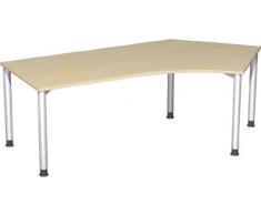 Gera MÃ¶bel 4 FuÃ Flex Schreibtisch, Holzdekor, Ahorn/Silber, 216.6 x 113 x 72 cm