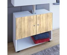 VCM Waschtisch Unterschrank Badschrank Waschbeckenunterschrank Badezimmer Möbel Weià / sonoma-eiche 58x60x38cm Offano