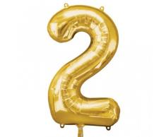 amscan Folienballon 2 Gold, 43 x 66 cm