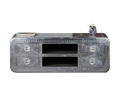 SIT-Möbel Airman 1721-21, Lowboard mit 4 Schubladen & 2 offene Fächer, Mangoholz & Aluminium, silber, 145 x 45 x 50 cm