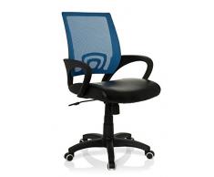 hjh OFFICE 650435 Konferenzstuhl Freischwinger VISTO NET Netzstoff Kunstleder blau, komfortabler ergonomischer Bürodrehstuhl, feste Polsterung, stabile Netzstoff -Rückenlehne, feste Armlehnen