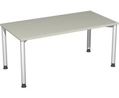 Gera MÃ¶bel 4 FuÃ Flex Schreibtisch, Holzdekor, Lichtgrau/Silber, 160 x 80 x 72 cm