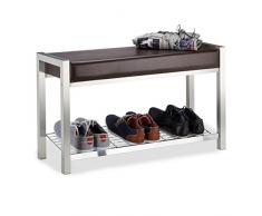 Relaxdays Metall, gepolsterte Sitzbank mit Schuhablage, Kunstleder, Garderobenbank HxBxT: 47x80x31 cm, braun Schuhbank Design, PVC, Stahl, 31 x 80 x 47 cm