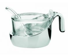 Guzzini Fratelli Look, Käsedose Marmeladengläser Zuckerdose mit Löffel, SAN|Glass|ABS Chrome Finish