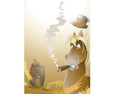 INDIGOS 4051719745221 Wandtattoo MF257 Cartoon Tier Pferd Bauernhof Zigarre 40 x 28 cm