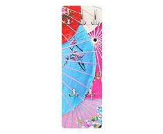 Apalis 78666 Wandgarderobe Chinese Parasols | Design Garderobe Garderobenpaneel Kleiderhaken Flurgarderobe Hakenleiste Holz Standgarderobe Hängegarderobe | 139x46cm
