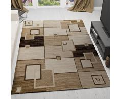 Moderner Designer Teppich Kariert, Retro Design, StrapazierfÃ¤hig in Braun â VIMODA; MaÃe: 80x300 cm