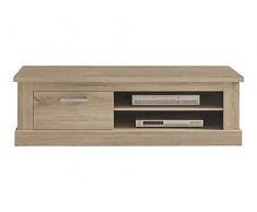 trendteam Wohnzimmer Lowboard Fernsehschrank Fernsehtisch Montreal, 146 x 45 x 52 cm in Eiche Sägerau Hell Dekor mit zwei offenen Fächer