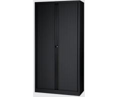 Bisley Rollladenschrank Eurotambour, 4 Fachböden, 5 OH, B 1000 mm, Metall, 5633 Rollladen Schwarz, Korpus Schwarz, 43 x 100 x 198 cm