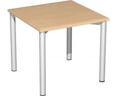 Gera MÃ¶bel 4 FuÃ Flex Schreibtisch, Holzdekor, Buche/Silber, 80 x 80 x 72 cm