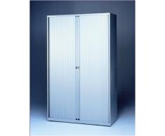 Bisley Rollladenschrank Eurotambour, 4 Fachböden, 5 OH, B 1000 mm, Metall, Sl355 Rollladen Silber, Korpus Silber, 43 x 100 x 198 cm