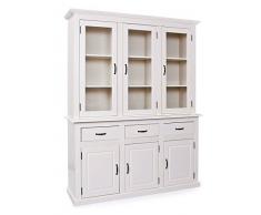 Inter Link Buffet Vitrinenschrank Geschirrschrank Bücherschrank Schubladenschrank Kiefer Massivholz Altweiss lackiert