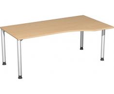 Gera MÃ¶bel 4 FuÃ Flex Schreibtisch, Holzdekor, Buche/Silber, 180 x 100 x 72 cm
