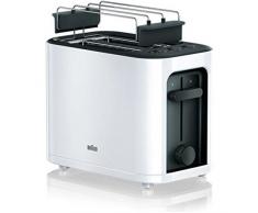 Braun HT 3010 WH Toaster | Doppelschlitz | Herausnehmbare Krümelschublade | Aufwärm- und Auftaufunktion | 7 Röstgrade | Separater Brötchenaufsatz | Weiß