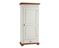 BFK Möbel Collection 32800 Dielenschrank Lugano, Fichte, 46 x 90 x 200 cm, elfenbeinfarbig