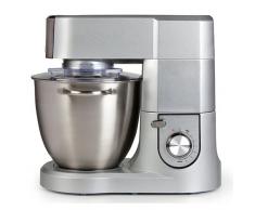 Küchenmaschine mit 6,7 Liter Schale aus gebürstetem Edelstahl, inklusive Knethaken, Rührbesen, Schneebesen mit variabler Drehzahlregelung und Pulsfunktion, silber Domo DO9079KR
