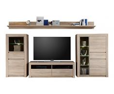 trendteam SV94745 Wohnwand Kombination Eiche Sonoma Hell Nachbildung, BxHxT 342 x 156 x 51 cm