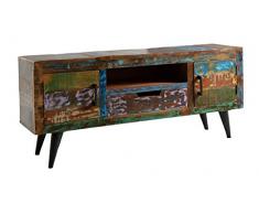 SIT-Möbel Miami 5221-98 Lowboard mit 2 Türen & 1 Schublade, recyceltes Altholz, bunt lackiert, 140 x 35 x 60 cm