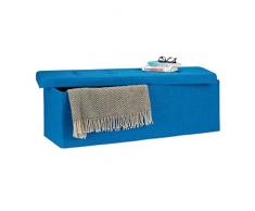 Relaxdays Faltbare Sitzbank XXL, Sitzcube mit Stauraum, Sitzwürfel aus Leinen, mit Deckel, HBT 38 x 114 x 38 cm, blau