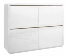 Phönix 158868WE Prana Highboard mit 4 Türen und wechselbaren Schattenleisten, weiss hochglanz
