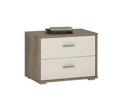 Möbel 4 YOU To go, 2 Schubladen, niedrig, Kommode, Nachttisch, mit Melamin, 50 x 38 x 35 cm - Canyon Grey/ Pearl White
