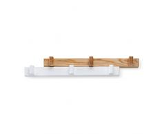 Umbra 318210-668 Hooks Switch Wandhaken, Aufhänger, Kleiderhaken, Kleideraufhänger, Garderobenhaken, 3 - 6 Haken, Bewegliche Garderobe, Holz, weià / natur