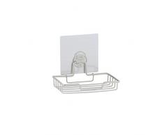 axentia Seifenschale Nizza aus Edelsthl in Silber, Badausstattung, Badaccessoire mit zwei Stickern zur Befestigung, ca. 5 kg Tragkraft