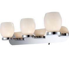 Globo 9 Watt LED Wand Leuchte Glas opal Schalter Beleuchtung Chrom IP44 44200-3
