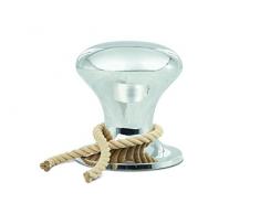 Philippi Design Hamburger Hocker Nickel Aluminium, Nickel poliert, mit Hanftau, Bar-Hocker 240002