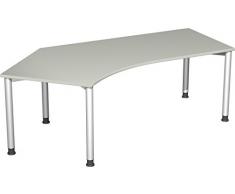 Gera MÃ¶bel 4 FuÃ Flex Schreibtisch, Holzdekor, Lichtgrau/Silber, 216.6 x 113 x 72 cm