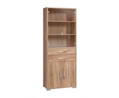 MAJA-Möbel 1234 5525 Aktenregal mit Glastüren, Schubladen und Türen, Sonoma-Eiche-Nachbildung, Abmessungen BxHxT: 80 x 214,5 x 40 cm