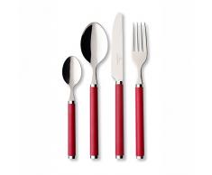 Villeroy & Boch Play! Red Roses Tafelbesteck, für bis zu 6 Personen, 24-teilig, Edelstahl, Griff aus rotem Kunststoff