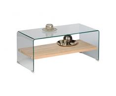 Alfa-Tische M2400 Couchtisch Casio aus Glas mit Ablageboden, sonoma Eiche Dekor