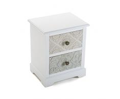 Versa Moselle Nachttisch 2Â Schubladen, Holz, WeiÃ, 42Â x 32Â x 50Â cm