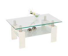 Alfa-Tische M1867 Couchtisch Butterfly, 100 x 60 cm, Gestell weià Dekor, mit Glasplatte und Glasboden