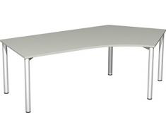 Gera MÃ¶bel 4 FuÃ Flex Schreibtisch, Holzdekor, Lichtgrau/Silber, 216.6 x 113 x 72 cm