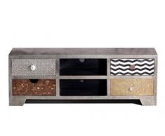 SIT-Möbel 1321-97 Lowboard Metal & Bone, 130 x 40 x 50 cm, Mango, MDF, Messing, Metall, Kupfer, Coconut Shell, Knochen, bunt