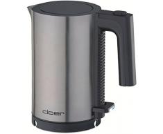 Cloer 4990 Wasserkocher, 1960 W, Einhandbedienung, 0,8 Liter, mattierter Edelstahlbehälter, Trockengeh-Überhitzungsschutz, Schwarz, Edelstahl