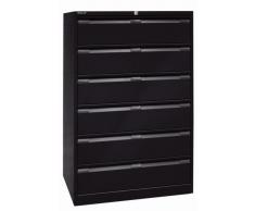Bisley Karteischrank, Dreibahnig Din A5, 6 Schubladen, Metall, 633 Schwarz, 62.2 x 80 x 132.1 cm